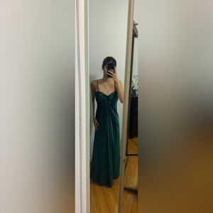 Elegant Green Spaghetti Strap Dress